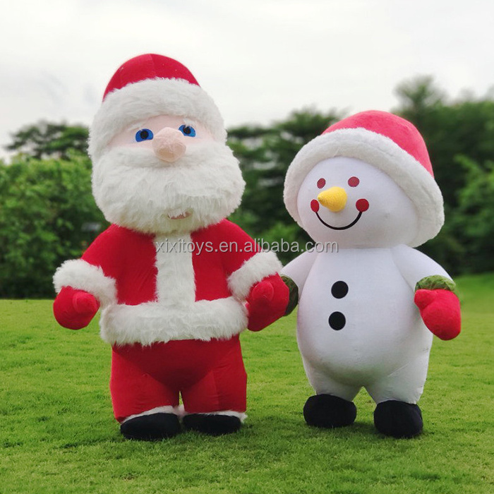 Stage performance adult cheap wearable walking mascot inflatable walking snowman cartoon mascot costume for party