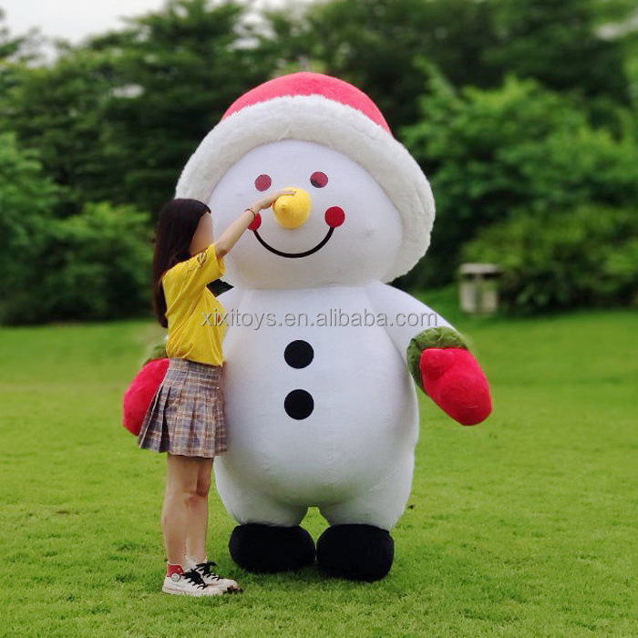 Stage performance adult cheap wearable walking mascot inflatable walking snowman cartoon mascot costume for party