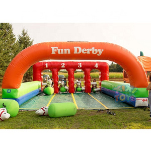 Popular Bouncy Pony Horses Inflatable Derby Pony Hops Race Track Games