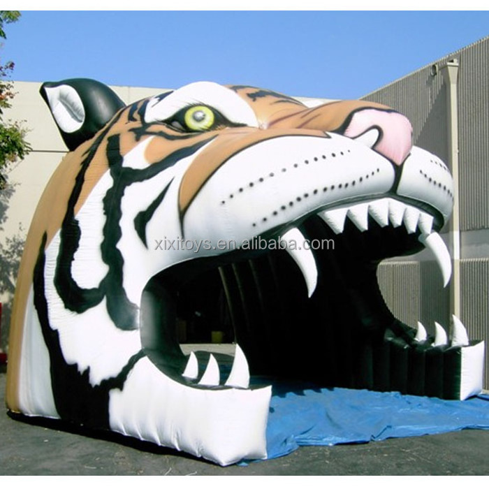 Advertising Inflatable Tiger Head Football Tunnel For Sport Events,Giant Inflatable Mascot Tiger Soccer Entrance