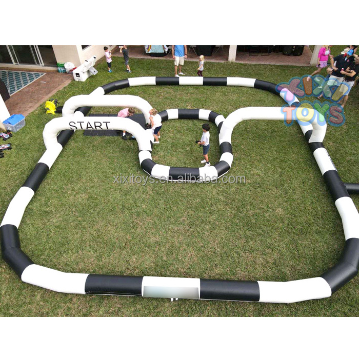 Outdoor Remote Car Race Game Field Inflatable Go Kart Obstacle Race Track For Carnival Events