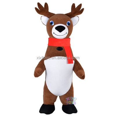 2.6m/3m tall Stage Performance Christmas Adult Blow Up Costumes Inflatable Christmas Elk Cosplay Costume Mascot Party Clothes