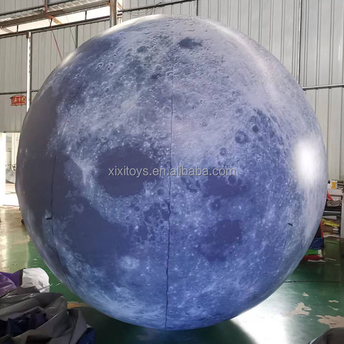 Dia 3m inflatable LED light moon planets balloons,air continuous Inflatable RGB light moon balloons for festival decoration