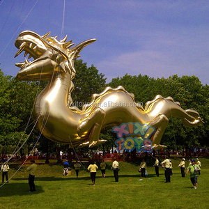 XIXI TOYS Custom Lifelike Inflatable Helium Flying Golden Dragon Model/Outdoor Parade Huge Inflatable Golden Dragon Balloon