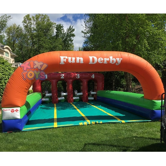 Popular Bouncy Pony Horses Inflatable Derby Pony Hops Race Track Games