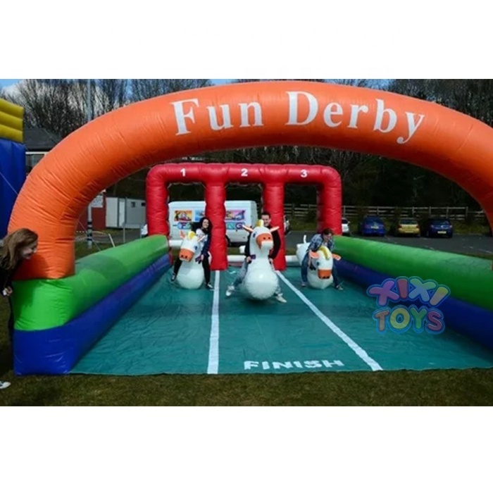 Popular Bouncy Pony Horses Inflatable Derby Pony Hops Race Track Games