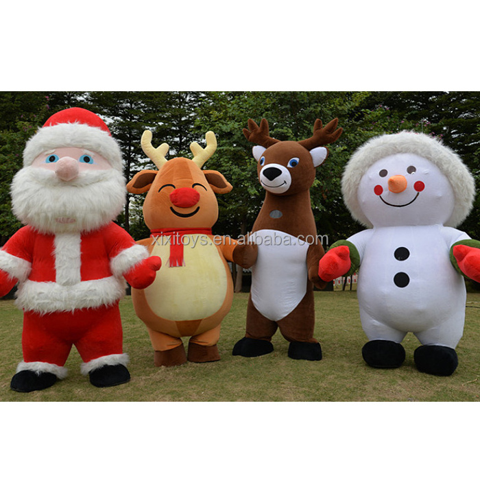 2.6m/3m tall Stage Performance Christmas Adult Blow Up Costumes Inflatable Christmas Elk Cosplay Costume Mascot Party Clothes