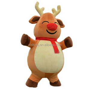 2m/2.6m/3m Tall Christmas Walking Cartoon Costumes Inflatable Adult Cosplay Costume Xmas Fat Elk Mascot Funny Dress