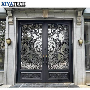 XIYATECH Professional Customization Factory Price Easy-installed Flat Exterior Door Exterior Iron French Doors Wrought Iron Door