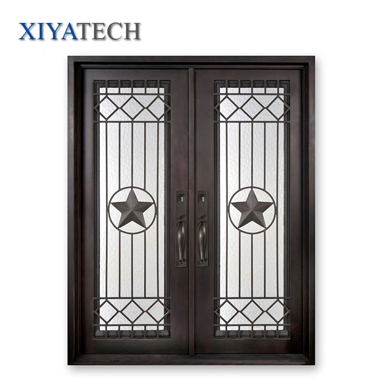 High Quality Luxury Custom Front Other Exterior Security Doors Double French Arches Wrought Iron Doors For Homes