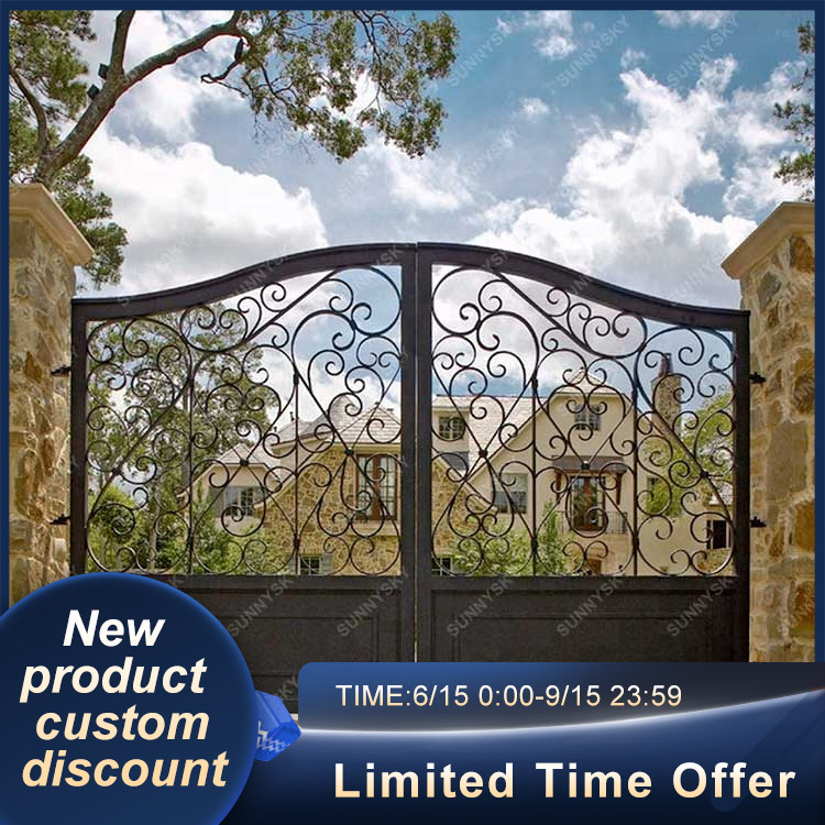 XIYATECH Hot Sale High End Luxury Customized Decorative Metal Wrought Iron Sliding Swing Gate Designs for Home Villa Office