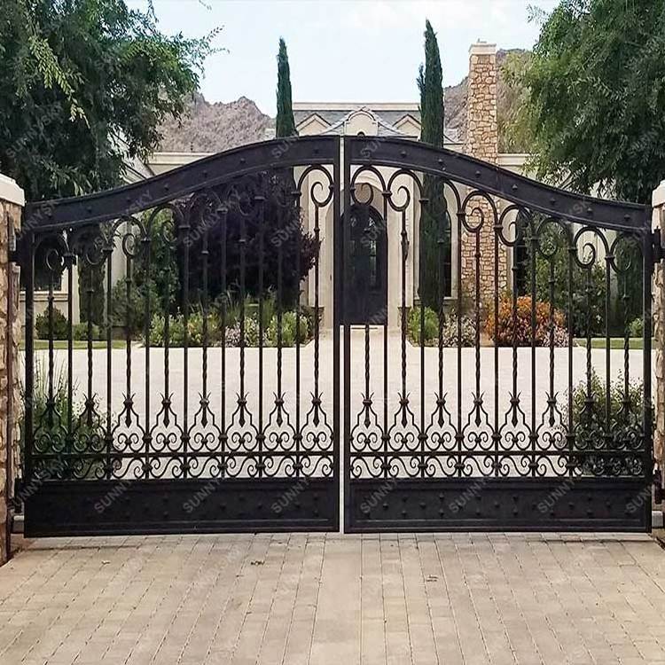 XIYATECH Latest main garden gates modern luxurious double door design wrought iron driveway gate for house