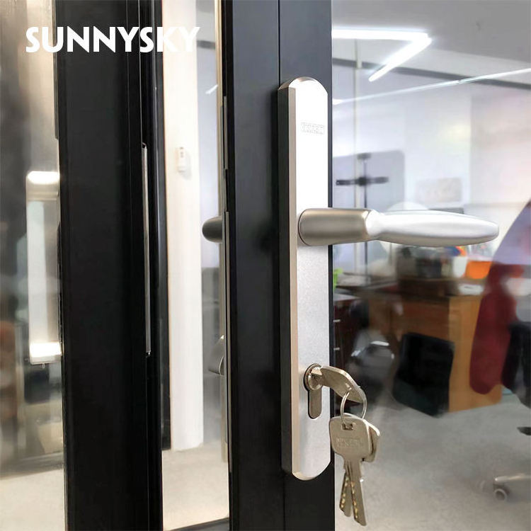 XIYATECH Modern Exterior Entrance Security Aluminum Exterior Double Glass French Entry Door Swing Casement Door