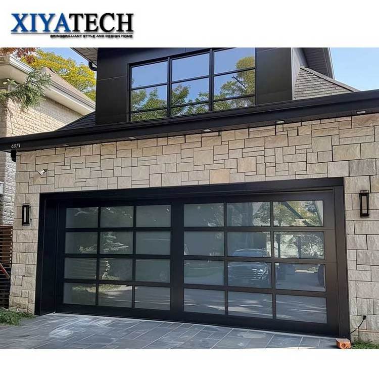 XIYATECH Automatic Aluminum Bi-Fold Garage Door Tempered Laminated Glass Residential Garage Door