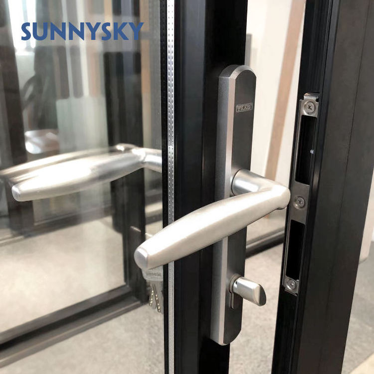 XIYATECH Modern Exterior Entrance Security Aluminum Exterior Double Glass French Entry Door Swing Casement Door