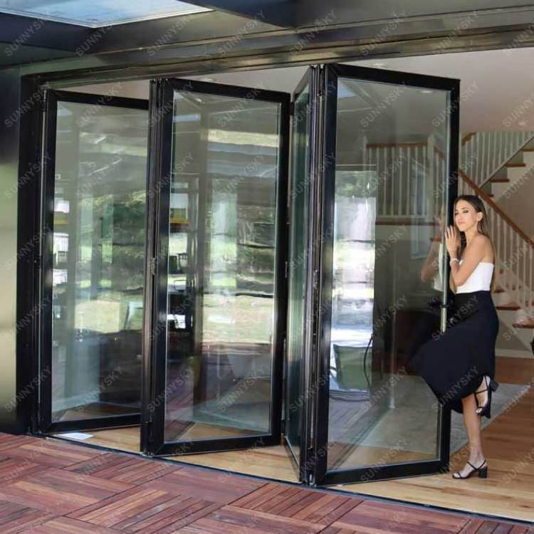 XIYATECH new arrival low price sliding folding glass door doors glass sliding patio aluminum bi folding door