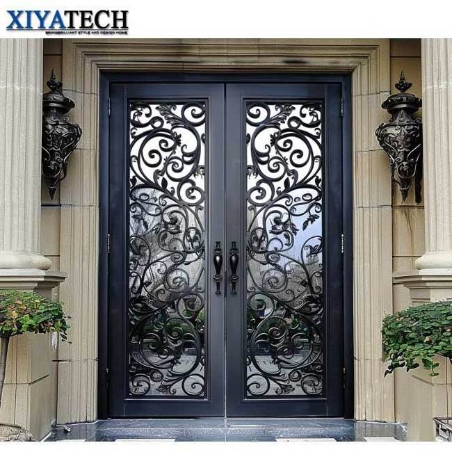 XIYATECH Luxury Double Security Wrought Iron Door For Home Double Security Wrought Iron Grill Door For Residence