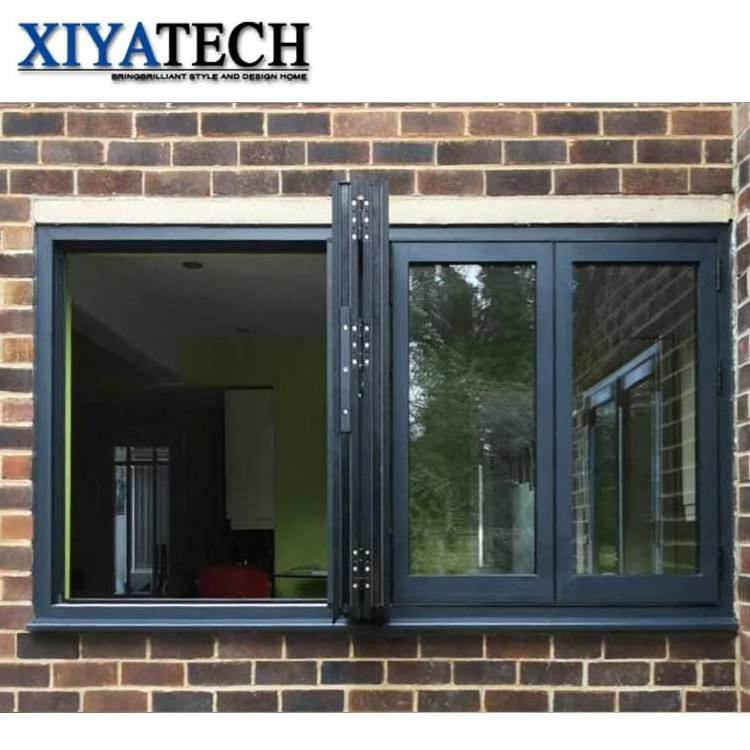 XIYATECH Soundproof Accordion Sliding Glass Windows Energy Saving Double Glazed Bi Fold Windows Aluminum Folding Balcony Window