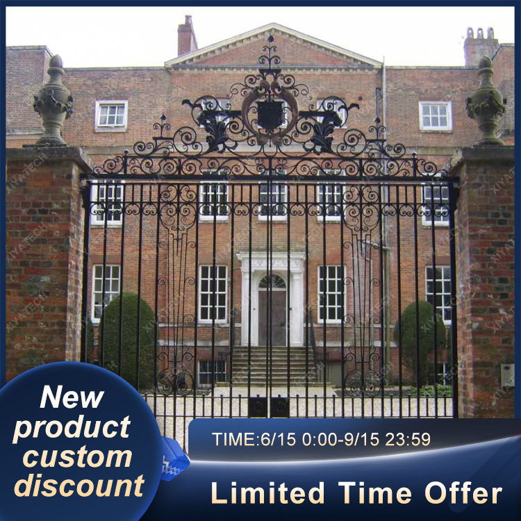 XIYATECH Professional Customized Luxury Villas House New Design Iron Gate Design Decorative Black Iron Wrought Gate