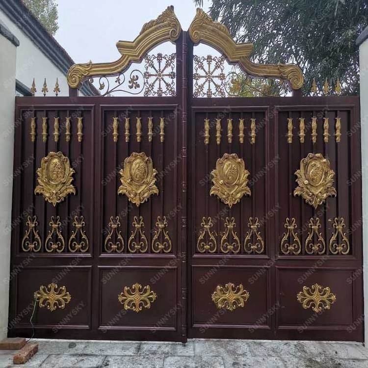 XIYATECH Simple Pipe Interior Temple Modern Metal Steel Double Swing Wrought Iron Fence Small Latest Main Gate Designs