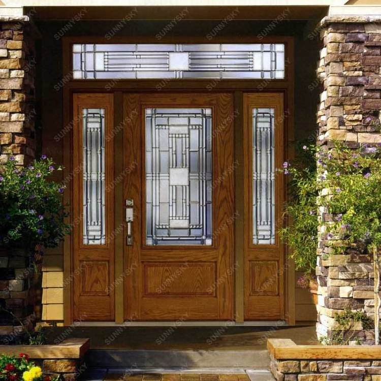 XIYATECH High Quality Original Factory Front Door With Sidelites Exterior Doors External Wooden Modern Glass Entry Wood Doors