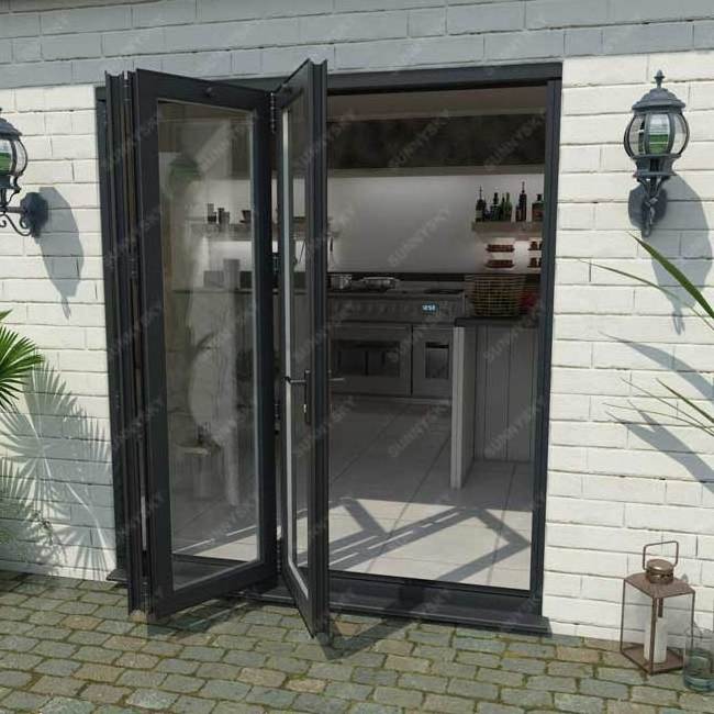 XIYATECH Commercial Accordion Aluminum Tempered Insulated Glass Patio Exterior Stacker Bi-folding Folding Doors For Sale