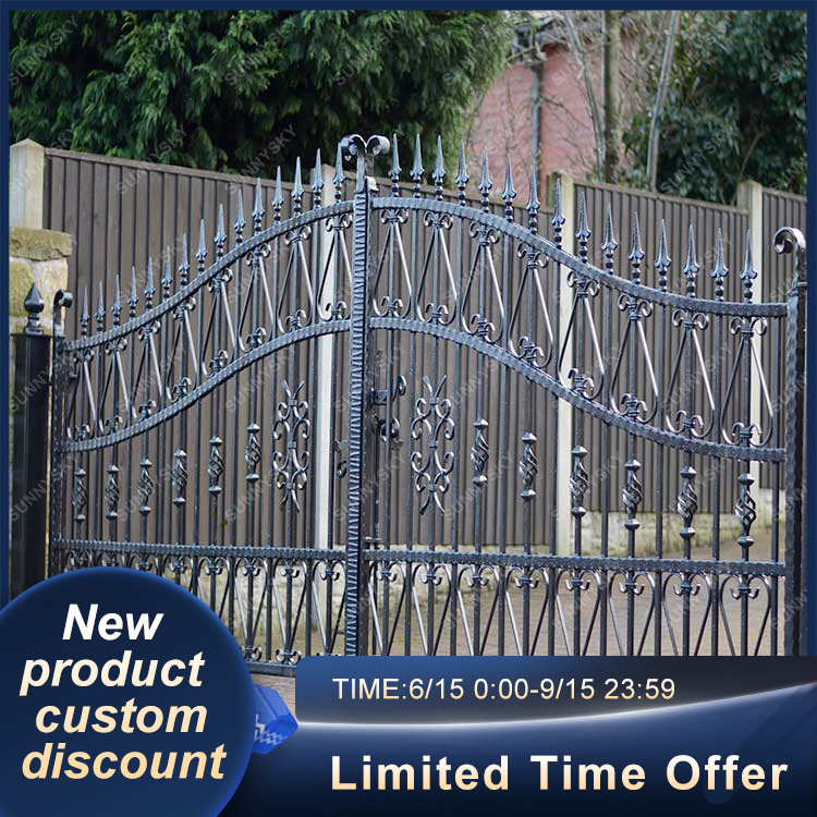 XIYATECH Latest main garden gates modern luxurious double door design wrought iron driveway gate for house