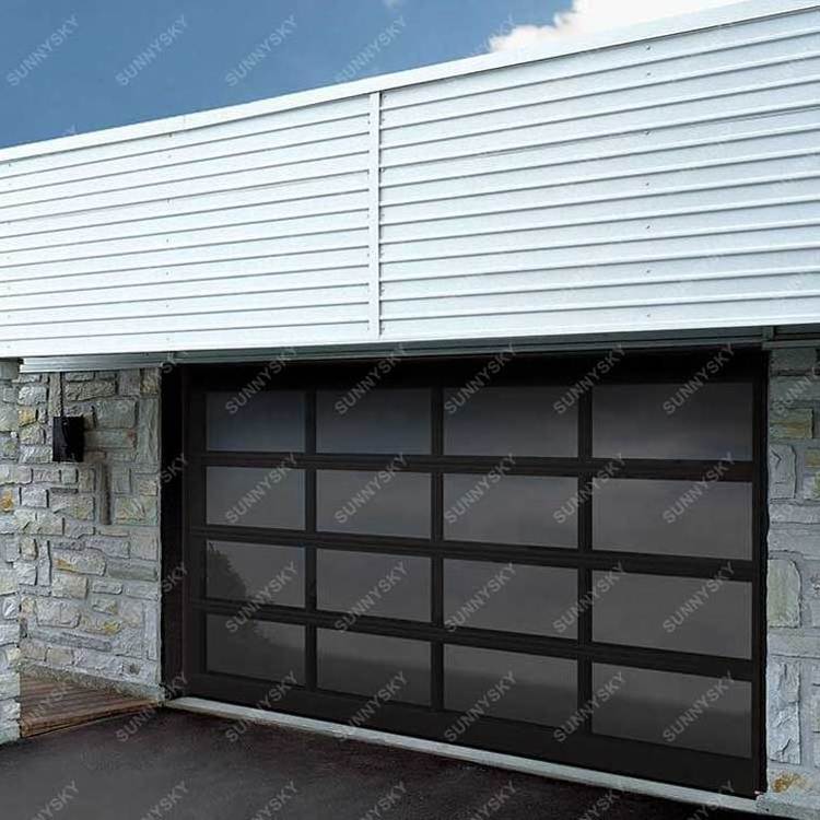 XIYATECH residential security automatic black 9x8 8x7 12x7 9x7 insulated aluminum frameless glass garage door for house