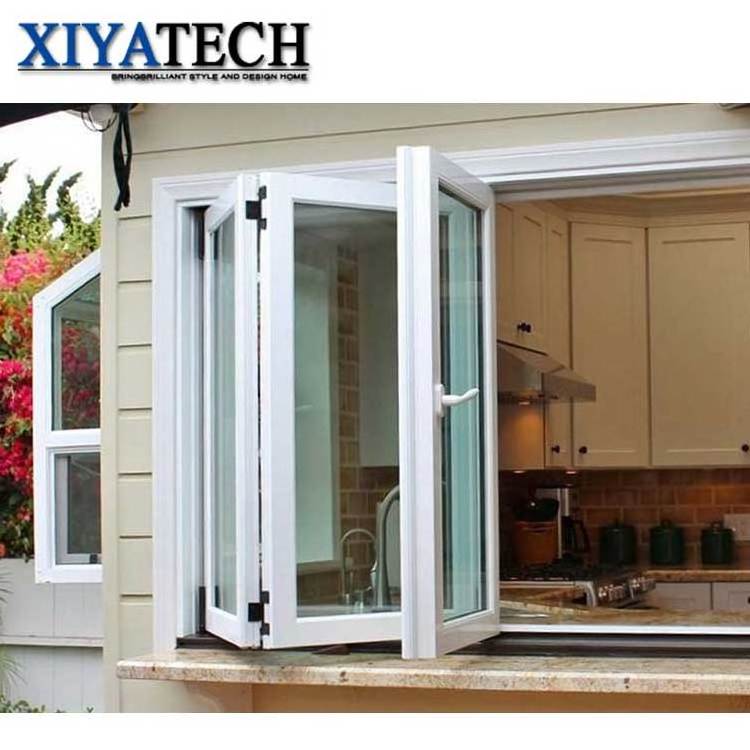 XIYATECH Soundproof Accordion Sliding Glass Windows Energy Saving Double Glazed Bi Fold Windows Aluminum Folding Balcony Window