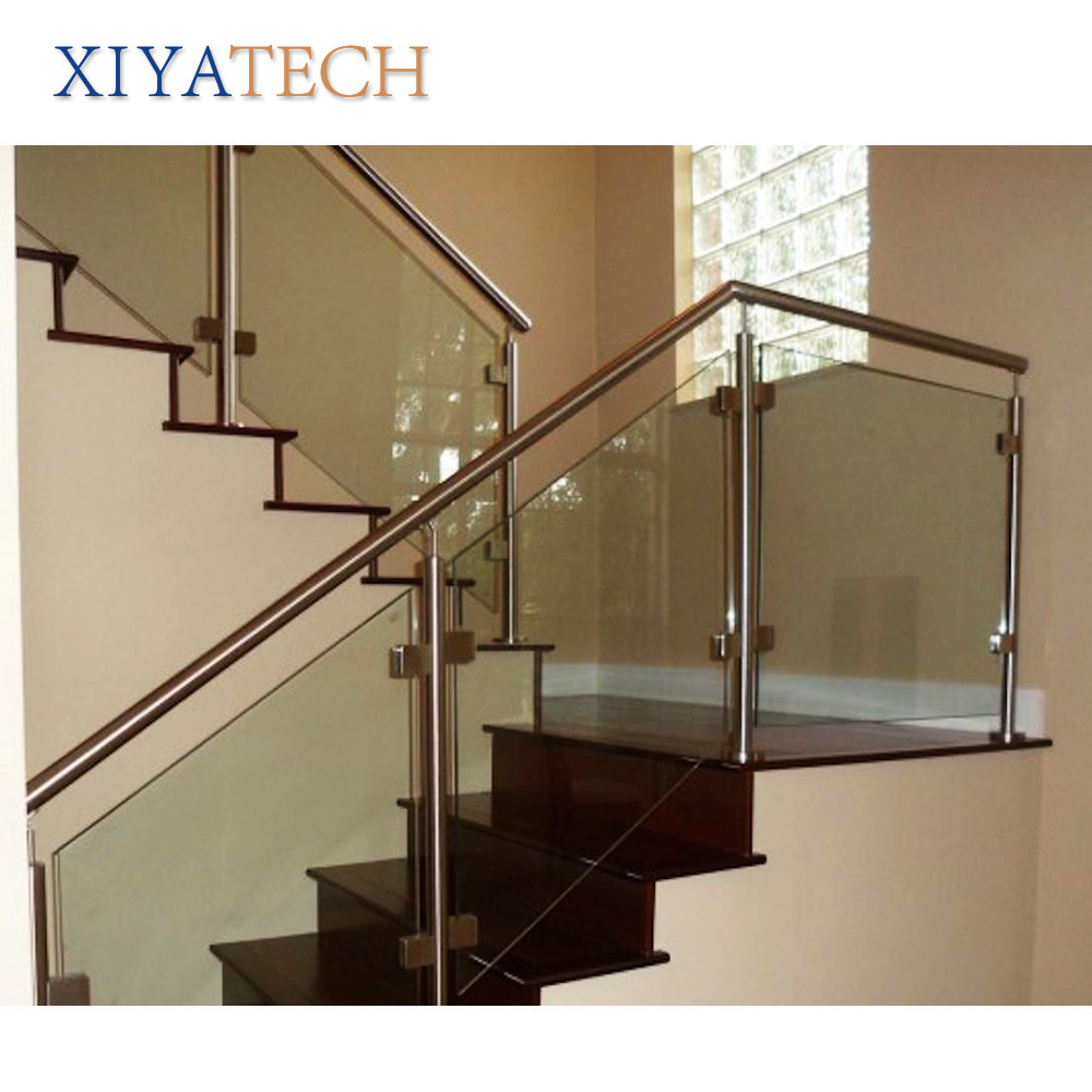 XIYATECH European Design Handrail Frameless Balcony Exterior Railing Metal Staircase Aluminum Glass Stainless Steel Balustrade