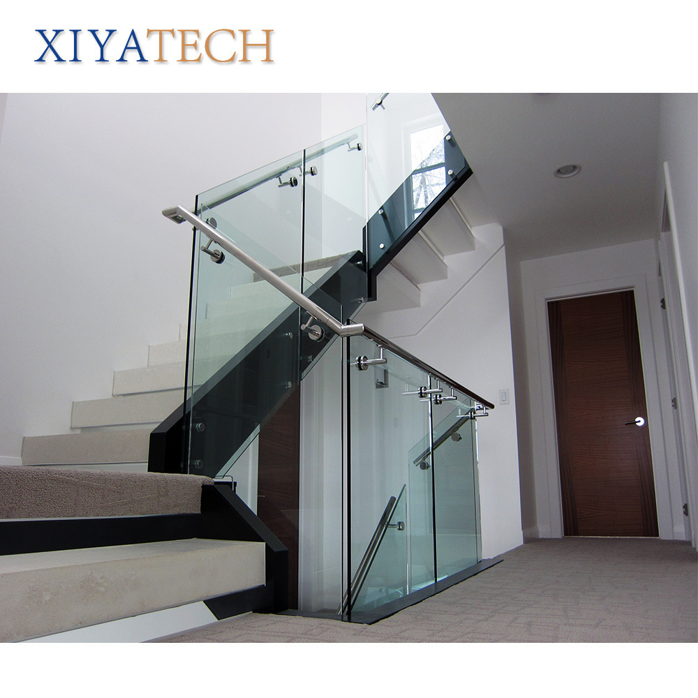 XIYATECH European Design Handrail Frameless Balcony Exterior Railing Metal Staircase Aluminum Glass Stainless Steel Balustrade