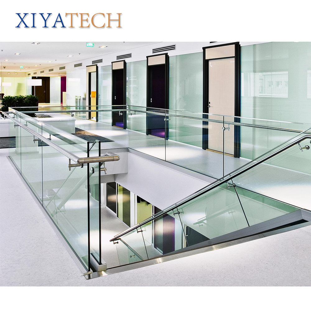 XIYATECH European Design Handrail Frameless Balcony Exterior Railing Metal Staircase Aluminum Glass Stainless Steel Balustrade