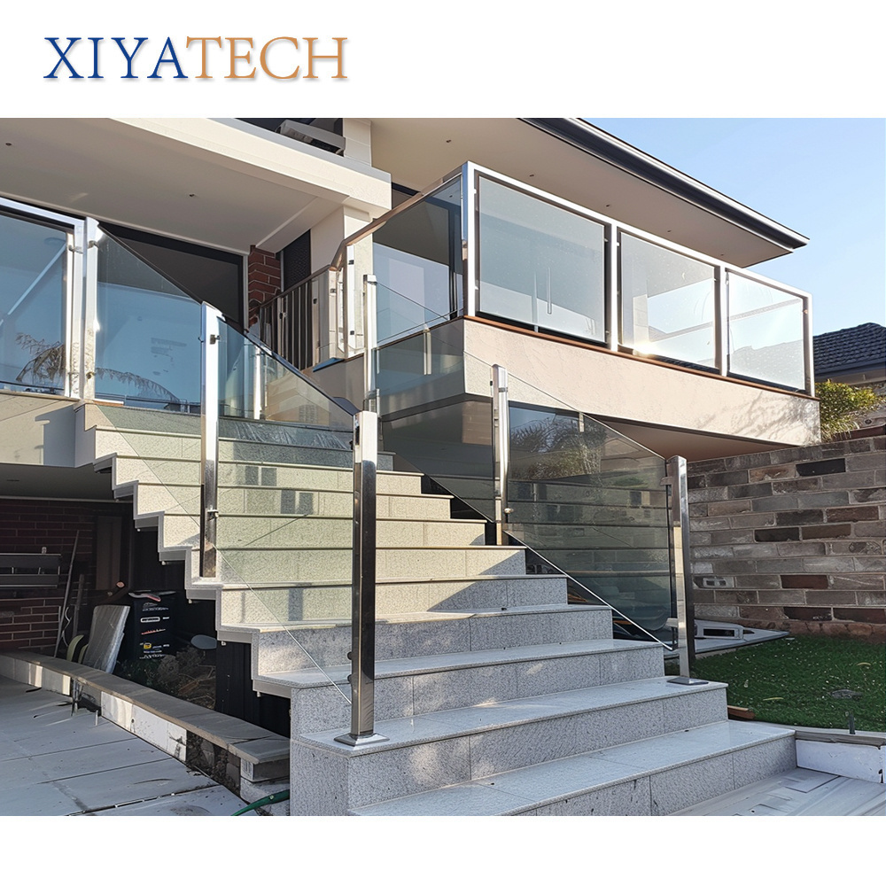 XIYATECH tinted glass stair railing stainless steel clips u channel aluminum profile for frameless