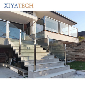 XIYATECH tinted glass stair railing stainless steel clips u channel aluminum profile for frameless