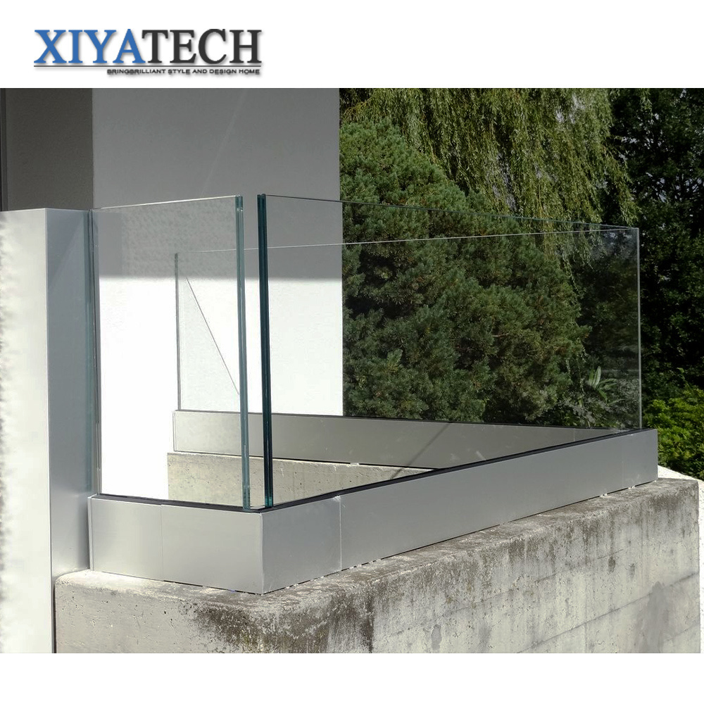 XIYATECH glass railing balcony u channel spigot fiber stair outdoor clamp frameless balustrade temper