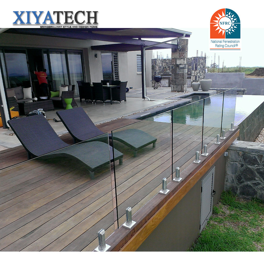 XIYATECH Villa Deck Design Frameless Tempered Safety Square Spigot Glass Railing Supplier Railings from China Stainless Steel