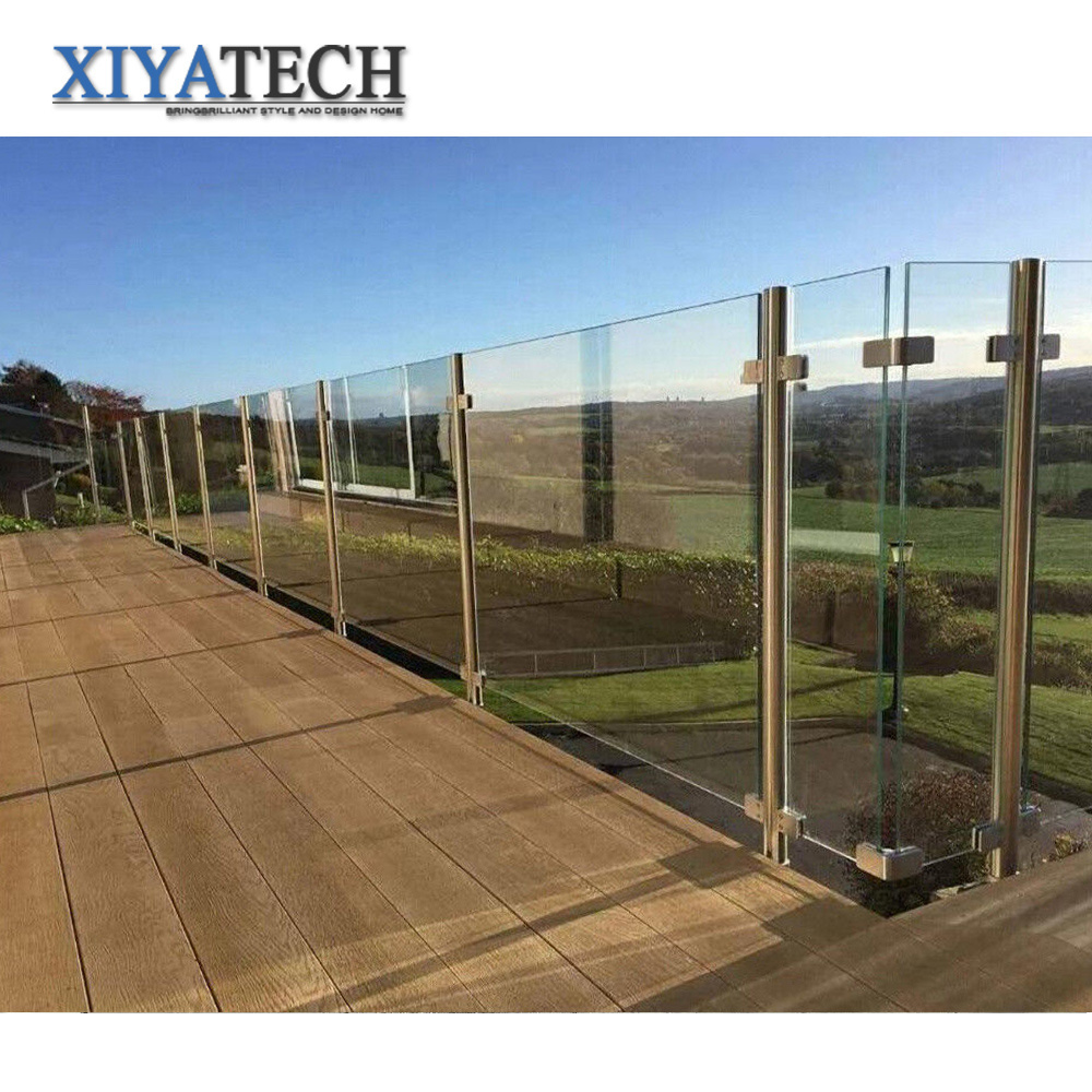 XIYATECH glass railing balcony u channel spigot fiber stair outdoor clamp frameless balustrade temper