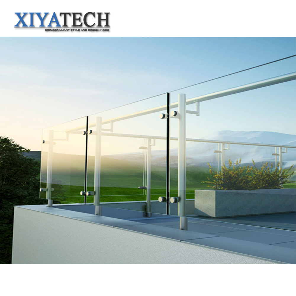 XIYATECH tinted glass stair railing stainless steel clips u channel aluminum profile for frameless