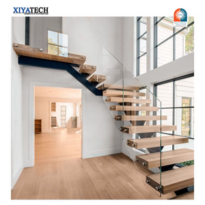 XIYATECH Modern Design Outdoor Tempered Glass Railing Straight Staircase for sale staircase designs for marble