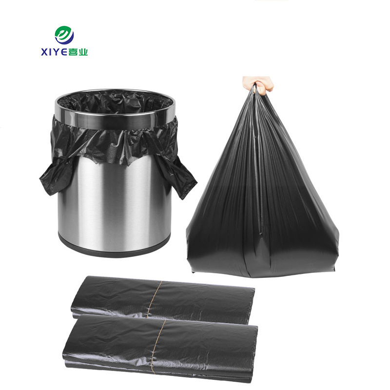 Biodegradable Garbage Bag Flat Mouth Plastic Bag Black Thickened Large Hotel Garbage Bag On Roll