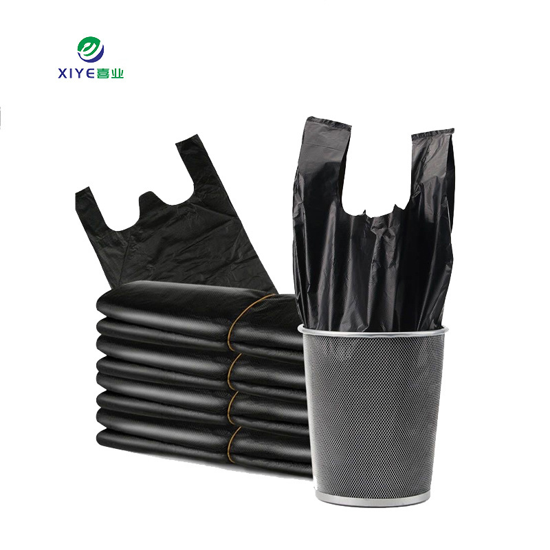 Biodegradable Garbage Bag Flat Mouth Plastic Bag Black Thickened Large Hotel Garbage Bag On Roll