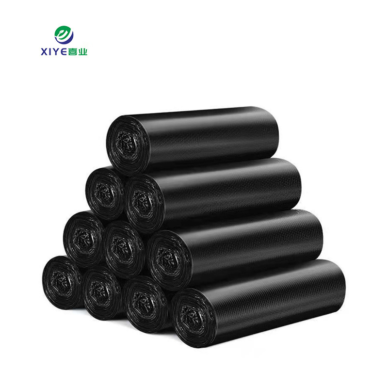 Biodegradable Garbage Bag Flat Mouth Plastic Bag Black Thickened Large Hotel Garbage Bag On Roll