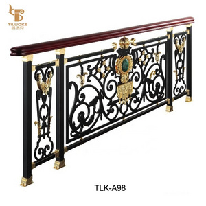 Indoor Stair or Terrace Metal Coating & Oxidation & Electroplating Brass & Jade Stone New Designed High End Brass Stair Railing