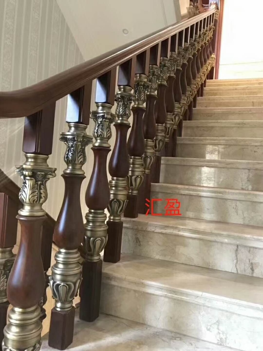 OEM  brass and wood indoor stair handrail and balustrades