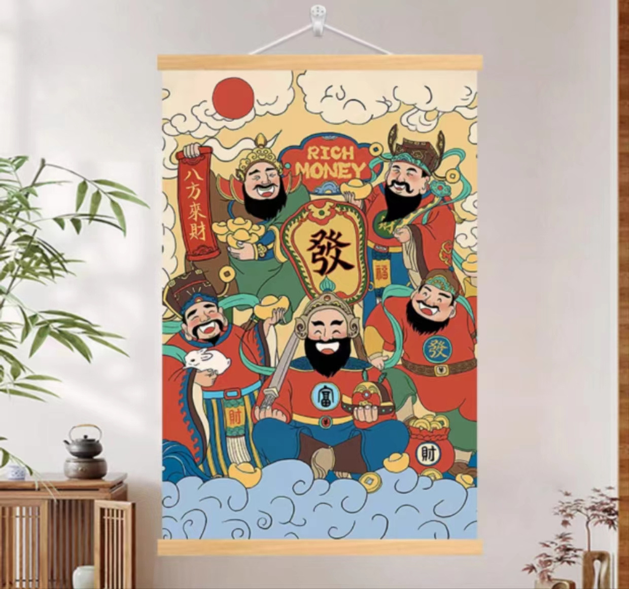 Solid wood hanging wall painting frameless painting oil painting fabric gift mural custom Chinese style mural 30*40