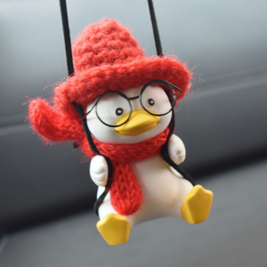 Cute Swing Duck Car Pendant Swing Duck Auto Decoration Flying Duck Rear View Mirror Accessories Car Hanging Ornament