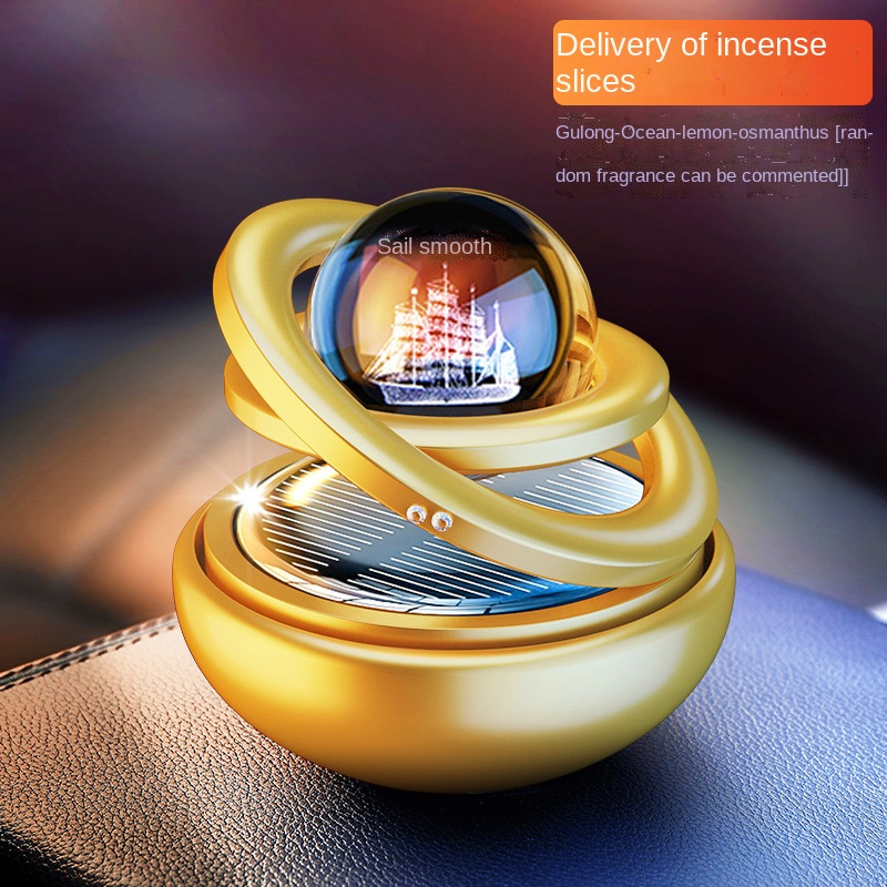 Newest Car Interior Accessory Gel Optional Fragrance Rotating Perfume Solar Power Car Air Freshener