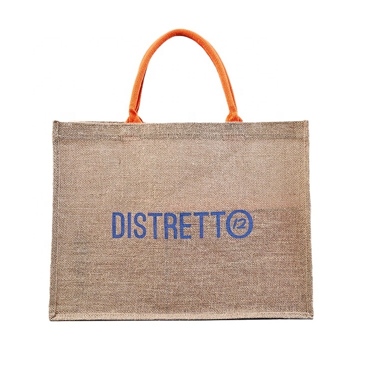 Custom Logo Big Capacity Burlap Tote Bags Flax Handbag Clothes Packaging Hemp Bag Eco friendly Linen Jute Shopping Bags