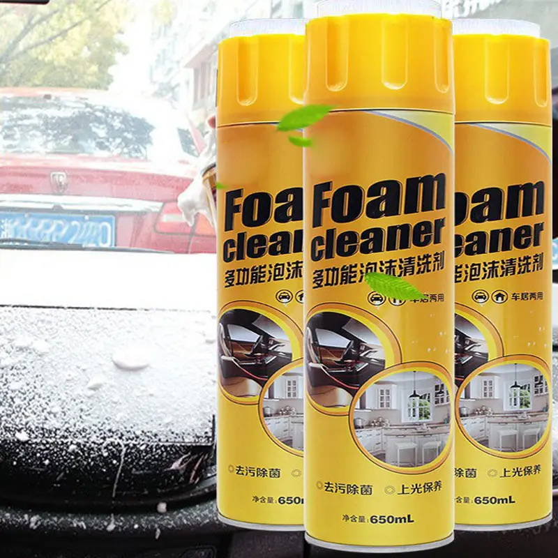 Factory Sale Car Leather Care Cleaner 650ml Car Foam Agent Car Interior Cleaning Foam Spray Cleaner