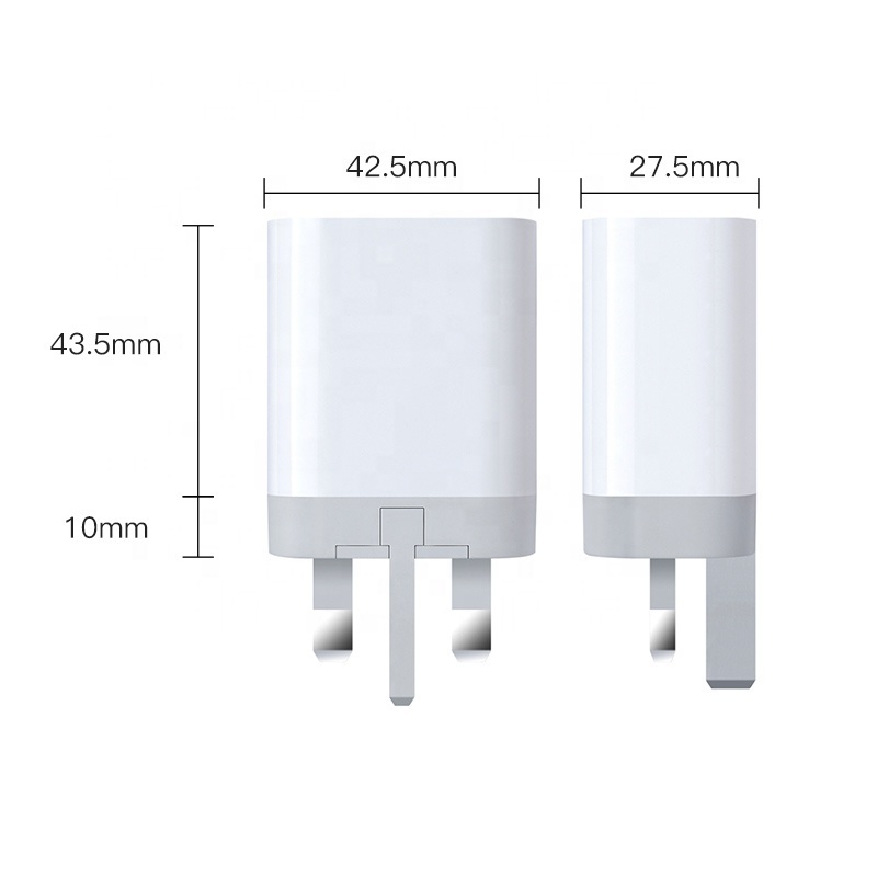 foldable slim usb-c and usb-a dual charger uk wall plug pd 30w adapter for iphone dual ports compact quick charger 30w